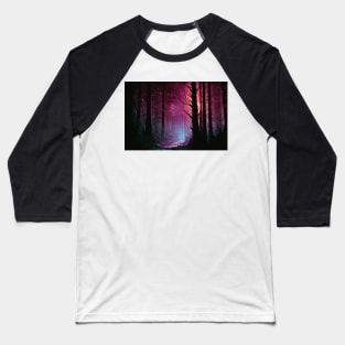 Ethereal Snowy Forest Mystery Baseball T-Shirt